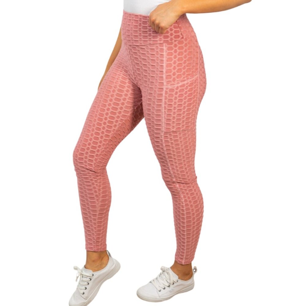 ✨5/$25✨High Waisted Textured Leggings in Pink